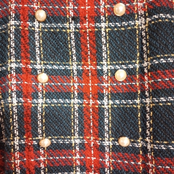 Pink Lily Women's Size 2XL Red Blue Tweed Skirt with Fringe, Lined, Back Zipper - Picture 7 of 7